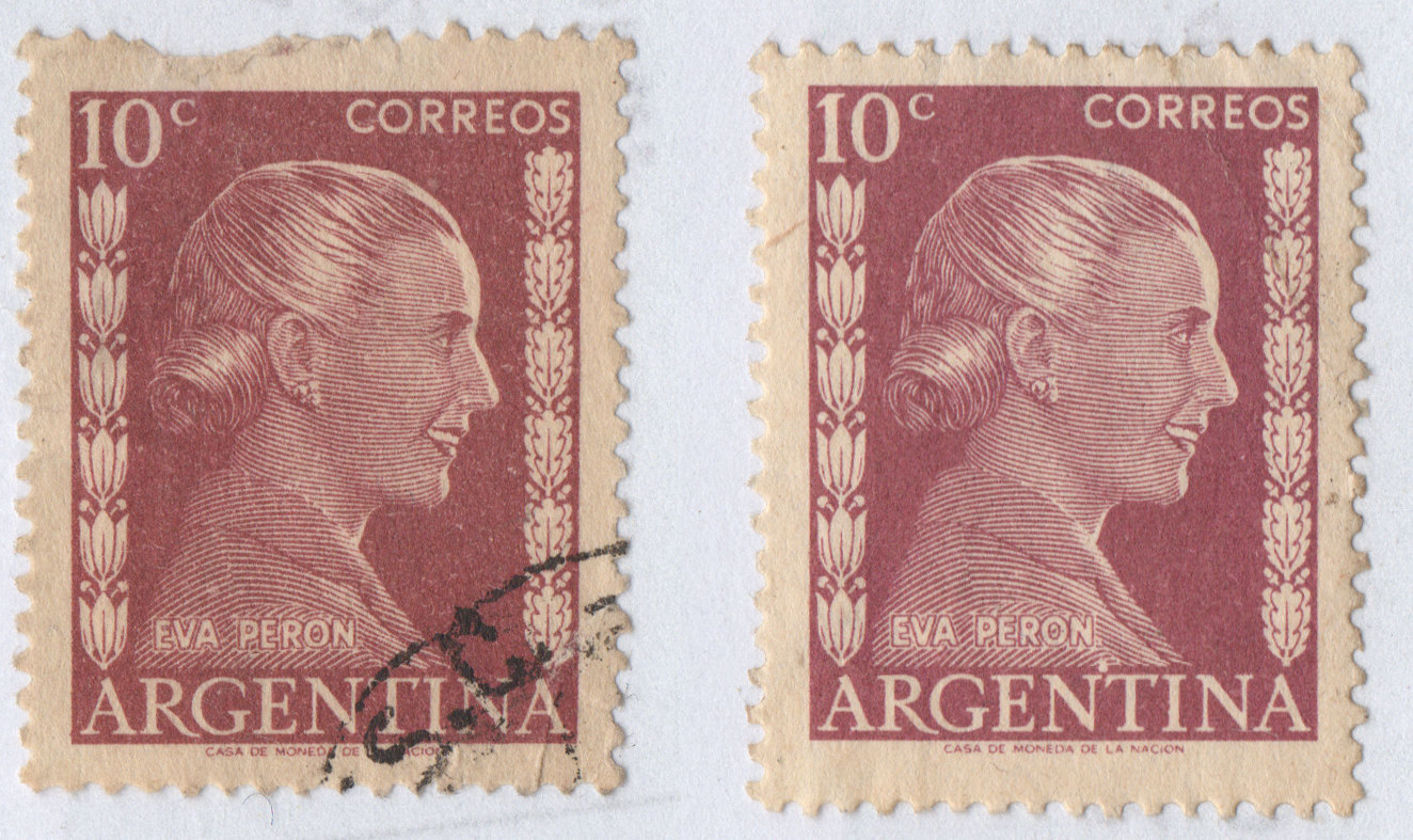�Ramdileo� (Venta Online) --> 2 Estampillas de EVA PERON .. una matasellada .. la otra impecable sin usar